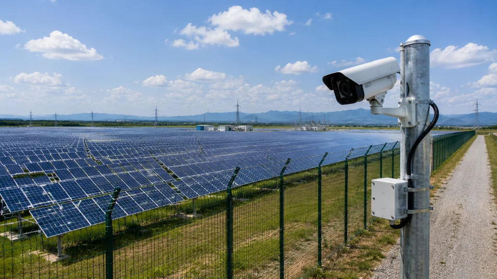 Operational large-scale solar plant with permanent CCTV monitoring